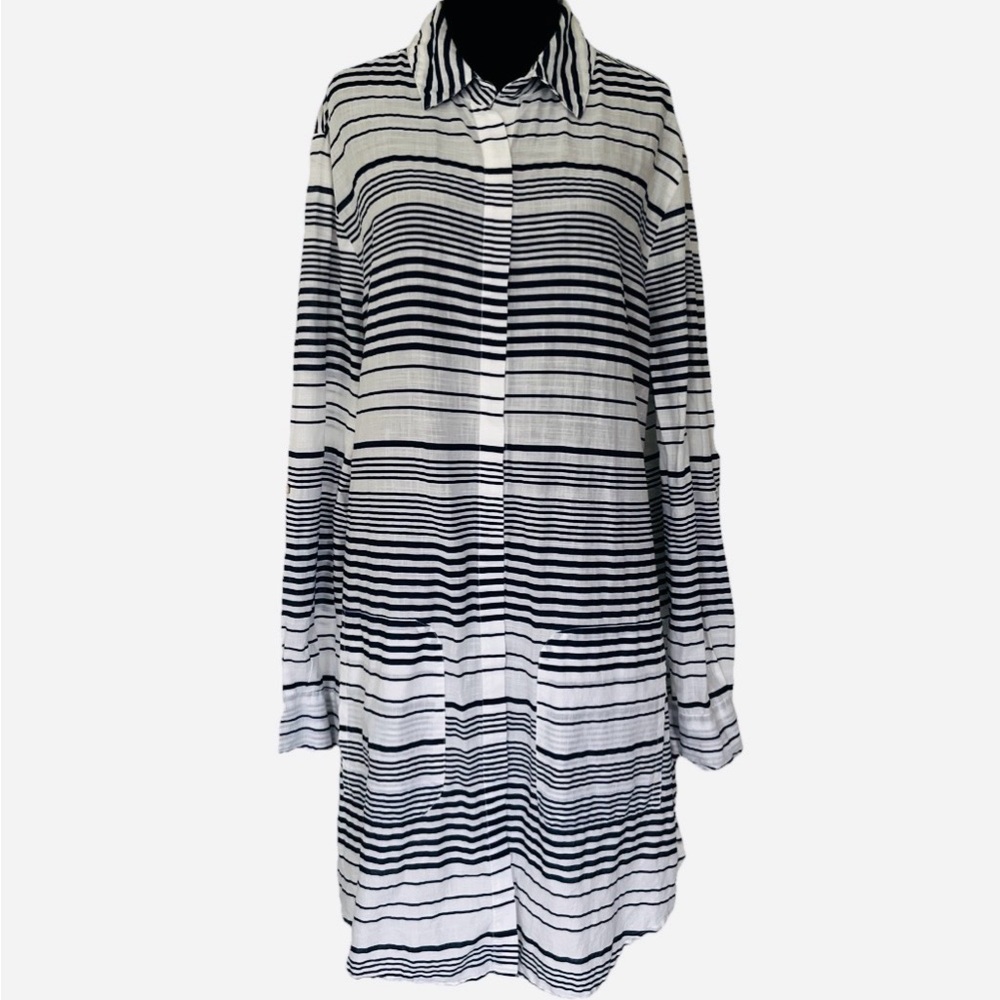Cotton Coastal Loungewear Lightweight Beach Cover-Up Cotton Blue White Striped